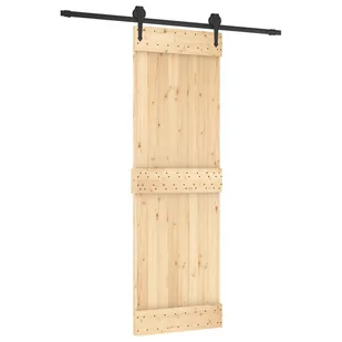 Drzwi przesuwne z osprzętem, 70x210 cm, lite drewno sosnowe 8721012082540 - Drzwi wewnętrzne - miniaturka - grafika 3