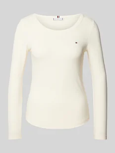 Bluzka o kroju slim fit z długim rękawem i efektem prążkowania - Bluzki damskie - miniaturka - grafika 1