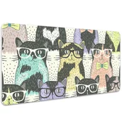 Podkładki na biurko - Mata ochronna na biurko Koty w okularach 100x50 cm, Dywanomat - miniaturka - grafika 1