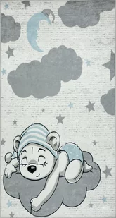 Dywanik Dziecięcy 80X150 Baby 3 Popielaty Niebieski Śpiący Miś - Dywaniki łazienkowe - miniaturka - grafika 1