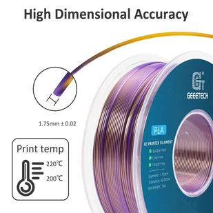 Dwukolorowy jedwabny filament PLA Geeetech 1kg  - Złoto i Fiolet - Filamenty i akcesoria do drukarek 3D - miniaturka - grafika 3