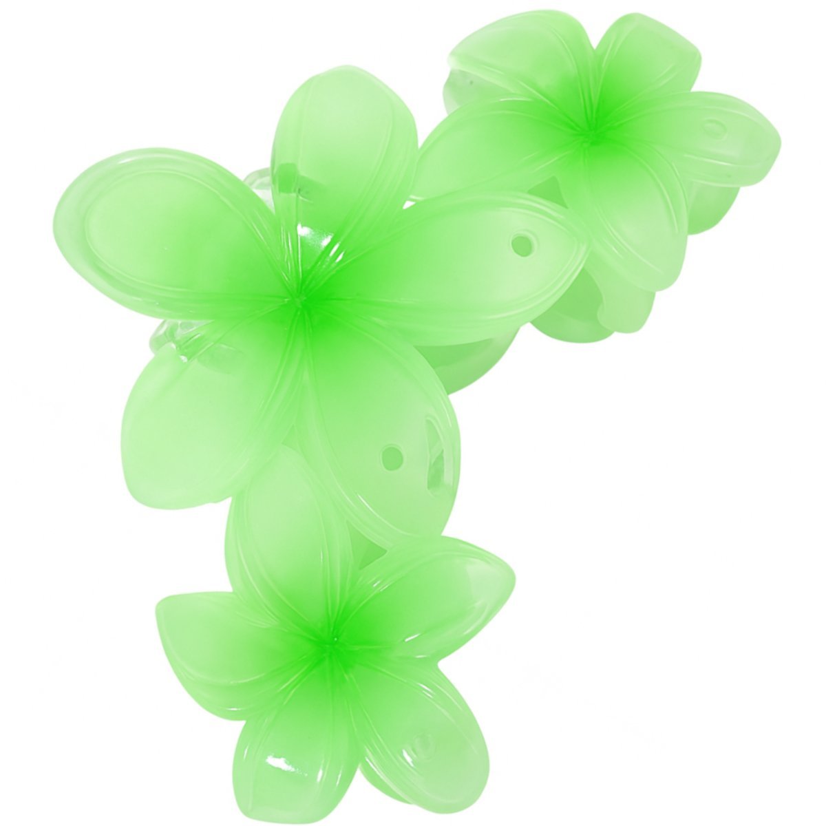 Klamra do Włosów Zielona Duża Potrójna Kwiat Plumerii Lekka i Wytrzymała