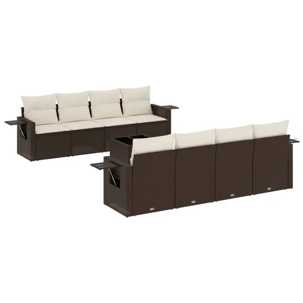 Zestaw Wypoczynkowy z Rattanu PE, Stół, Sofa, Brązowy, 55x62x69 cm