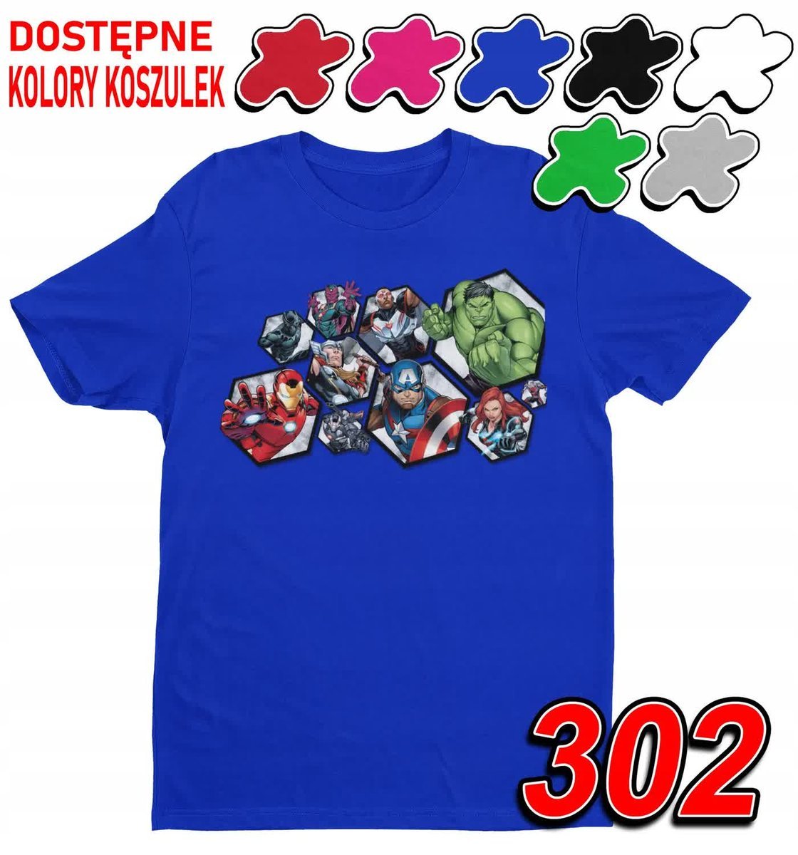 Dziecięca Koszulka Z Nadrukiem Avengers Postacie Marvel -M 134-140