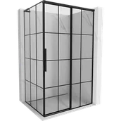 Kabiny prysznicowe - Mexen Rox L kabina prysznicowa rozsuwana prawa 100 x 110 cm, czarna kratka , czarna - 8C2L-100-110-70-77-P - miniaturka - grafika 1