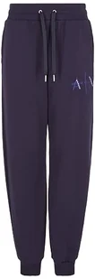Armani Exchange Damskie spodnie dresowe z logo hip z ćwiekami, mankietami i ściągaczami, Blau, L - Spodnie damskie - miniaturka - grafika 1