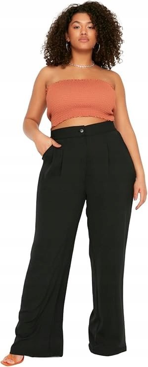 TRENDYOL CZARNE SPODNIE ELEGANCKIE Z WYSOKIM STANEM PLUS SIZE 42 5_A