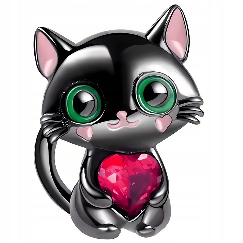 Charms Zawieszka Charms Kotek z Sercem Charmsy Trusky