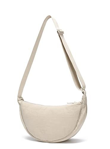 YIKOEE Półksiężyc torba dla kobiet mężczyzn mała torba crossbody z półksiężycem w kształcie półksiężyca, BEŻOWY, Small