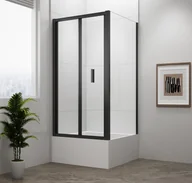 Kabiny prysznicowe - POLYSAN Kabina prysznicowa prostokątna uniwersalna drzwi składane DEEP 90x100x165 szkło transparentne kolor BLACK (czarny mat) MD1910B-02 - miniaturka - grafika 1