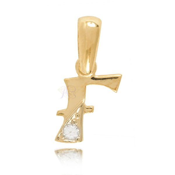 Zawieszka złota Au 585 Literka F z cyrkonią