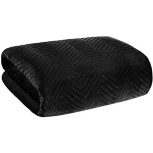 Narzuta welwetowa, 70x160, czarna pikowana w geometryczny wzór, NEP-10 - Narzuty - miniaturka - grafika 1