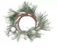 Sztuczne kwiaty - Wianek Dekoracyjny Z Igliwia Stroik Z Kuleczkami - miniaturka - grafika 1