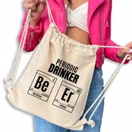 Plecaki worki - Worek Plecak Beżowy Bawełniany PERIODIC DRINKER Beż Młodzieżowy Mix Wzorów - miniaturka - grafika 1