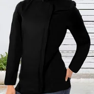 Koszule damskie - TEMU Jednokolorowa damska kurtka kucharska z małym kołnierzem i długimi rękawami, zapinana na zamek błyskawiczny. - miniaturka - grafika 1