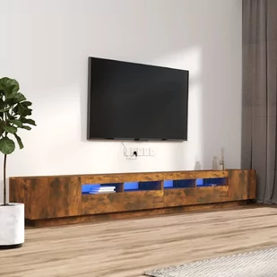Lumarko Zestaw 3 szafek TV z oświetleniem LED, przydymiony dąb - Szafki RTV - miniaturka - grafika 1