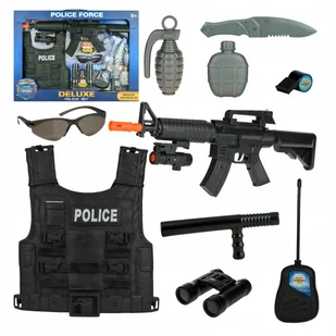 Zestaw policyjny dla dzieci ZABAWKA karabin z dźwiękiem pistolet Akcesoria - Zabawy w naśladowanie dorosłych - miniaturka - grafika 1
