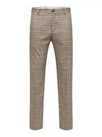 Spodnie męskie - SELECTED HOMME Spodnie męskie 175 Slim Fit w kratkę, Brownie, 42 - miniaturka - grafika 1