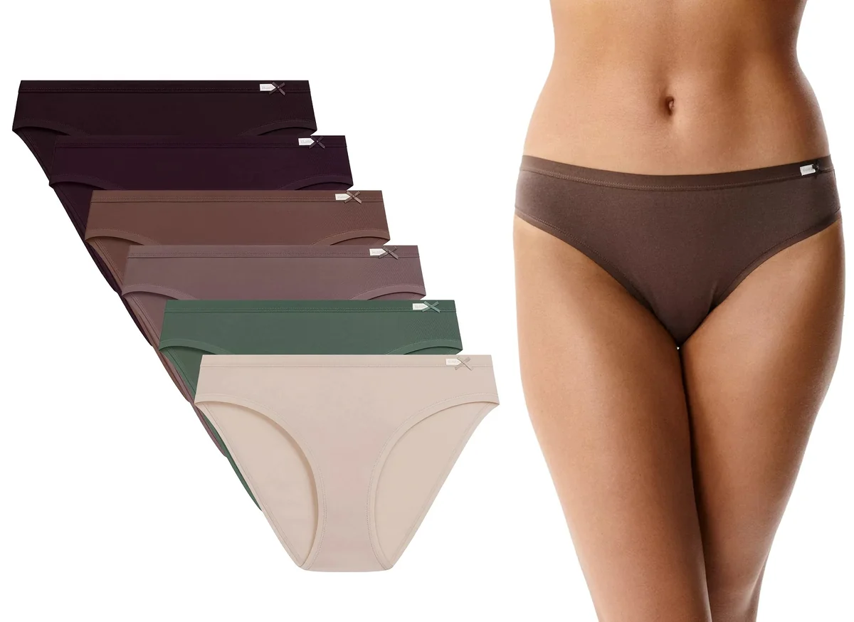 ATLANTIC Figi majtki damskie bawełna sportowe 6CLP-002 kolory 6-PACK L
