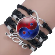 Biżuteria dla dzieci - BRANSOLETKA czarna kolorowe Ying Yang - miniaturka - grafika 1