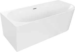 Mexen Mia wanna wolnostojąca narożna lewa 160 x 75 cm, biała, przelew chrom - 52691607500L-01 - Wanny - miniaturka - grafika 1
