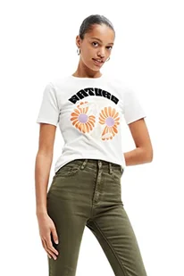 Desigual Damska koszulka z krótkim rękawem, biały, M - Koszulki i topy damskie - miniaturka - grafika 1
