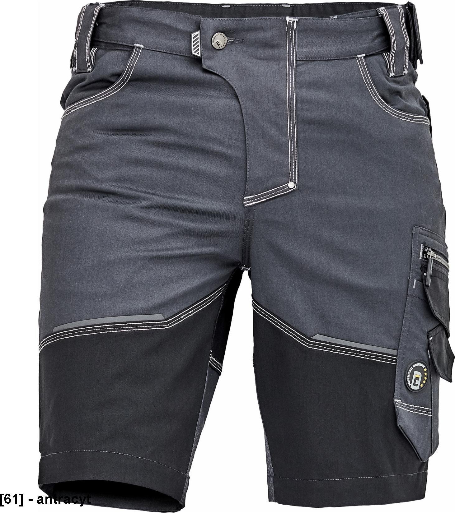 CERVA NEURUM CLASSIC szorty - męskie szorty robocze, elastyczny materiał Trifibetex, 6 kieszeni, odblaski - antracyt 58