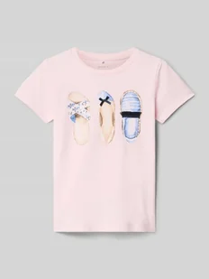 T-shirt z wiązanym detalem model ‘NMFDESSY’ - Koszulki dla dziewczynek - miniaturka - grafika 1