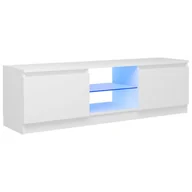 Szafki RTV - vidaXL Szafka pod TV z oświetleniem LED, biała, 120x30x35,5 cm - miniaturka - grafika 1