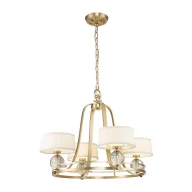 Lampy sufitowe - Wisząca lampa z abażurkami Gotham QZ-GOTHAM4-BB Quoizel na łańcuchu mosiądz - miniaturka - grafika 1