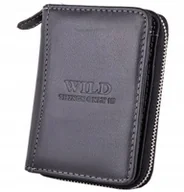 Portfele - Czarny PODŁUŻNY Portfel Męski na SUWAK Bilon ŚREDNI Młodzieżowy SKÓRZANY hq - miniaturka - grafika 1