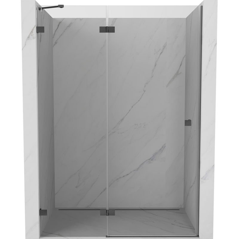 Mexen Lunar drzwi prysznicowe uchylne lewe 140 cm, transparent, gun gray szczotkowany - 834-140-000-66-00-L