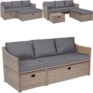 Meble ogrodowe - Sofa ogrodowa modułowa 2 podnóżki brązowo-szary - miniaturka - grafika 1