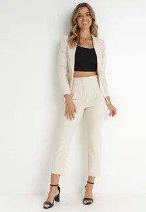 Jasnobeżowe Spodnie Fynthi - Spodnie damskie - miniaturka - grafika 1