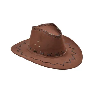Kapelusz Kowbojski Welur Brązowy CC099B - Dodatki do strojów karnawałowych - miniaturka - grafika 1