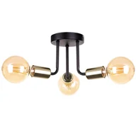 Lampy sufitowe - KET Loftowa LAMPA sufitowa metalowa OPRAWA industrialna czarna złota KET1189 - miniaturka - grafika 1