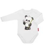 Body dla niemowląt - Body niemowlęce białe z nadrukami miś panda z długim rękawem długie ciepłe  86 - miniaturka - grafika 1
