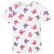 Koszulki dla dziewczynek - Cool Club, T-shirt dziewczęcy, prążkowany, biały - miniaturka - grafika 1