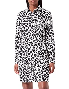 Love Moschino Damska koszulka z długim rękawem Fluid Stretch Viscose Fabric Dress, Beżowy Black, 42 - Koszulki i topy damskie - miniaturka - grafika 1