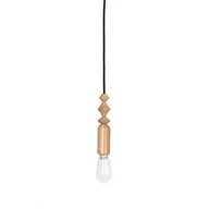 Lampy sufitowe - Lampa wisząca z dębowymi koralikami Loft Tammi czarna maskownica i czarny przewód w bawełnianym oplocie KOLOROWE KABLE - miniaturka - grafika 1