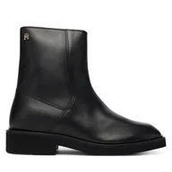 Botki damskie - Botki Tommy Hilfiger Th Square Toe Leather Bootie FW0FW09046 Czarny - miniaturka - grafika 1