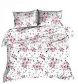 Pościel - Karo Pościel flanelowa 140x200 biała różowa kwiaty 1436 Flanela Max - miniaturka - grafika 1