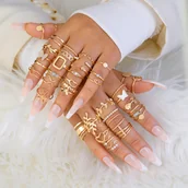 Inne - TEMU 47 Szt. Prosty Zestaw Pierścionków Z Kryształem Górskim I Motylem Z Różą Miłosną Dla Kobiet Codzienne Randki Wakacje - miniaturka - grafika 1