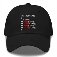 Czapki i chusty sportowe męskie - Czapka z Daszkiem PĘTLA ŻYCIA Dla Programisty Informatyka Wzory Czarna - miniaturka - grafika 1