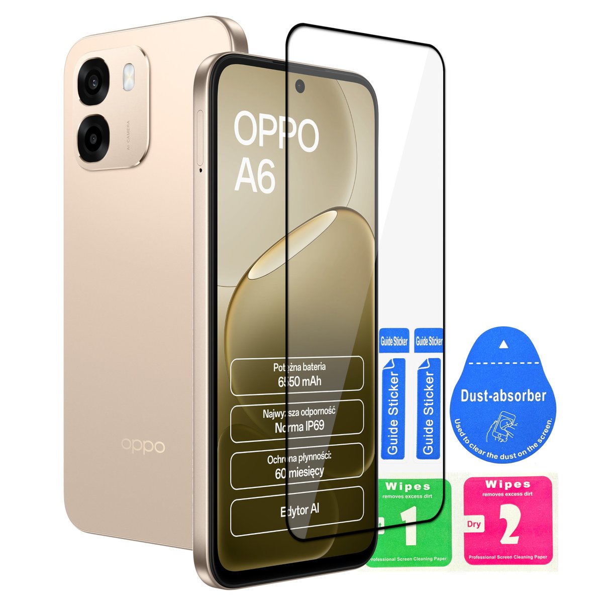 9H Szkło Do Oppo A6 A6C A6S A6T A6X 4G 5G Szkiełko Na Cały Ekran Full 6D Futerał Kejs Ochraniacz Okładka Pokrowiec Case Z Klapką Obudowa Z Kieszonką..