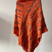 Inne - Szydełkowy otwarty przód melanżowy kardigan, Elegancki kaptur z frędzlami na wiosnę i jesień, Odzież damska - miniaturka - grafika 1