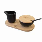 Cukiernice - ZESTAW CERAMICZNA CUKIERNICZKA I MLECZNIK NA BAMBUSOWEJ PODSTAWCE BRUNBESTE BB-4503 - miniaturka - grafika 1