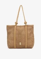 Torebki damskie - Ciemnobeżowa Pleciona Torebka Shopperka Revine - miniaturka - grafika 1