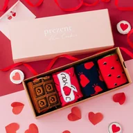 Skarpetki męskie - Zestaw kolorowych skarpet LOVE STORY BOX - Arbuz, Czekolada, Miłość, Serce - 4 pary - 35-38 - miniaturka - grafika 1