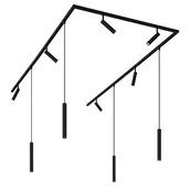 Lampy sufitowe - QAZQA Nowoczesny system oświetleniowy szynowy z 6 reflektorami i 4 lampami wiszącymi, czarny, 1-fazowy - Slimline Uzzy Keno - miniaturka - grafika 1